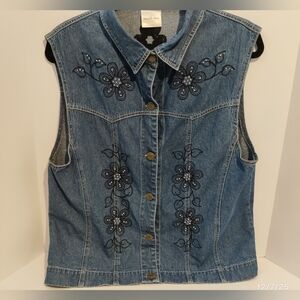 Decorated Originals Denim And Embroidery Vest Sz Large